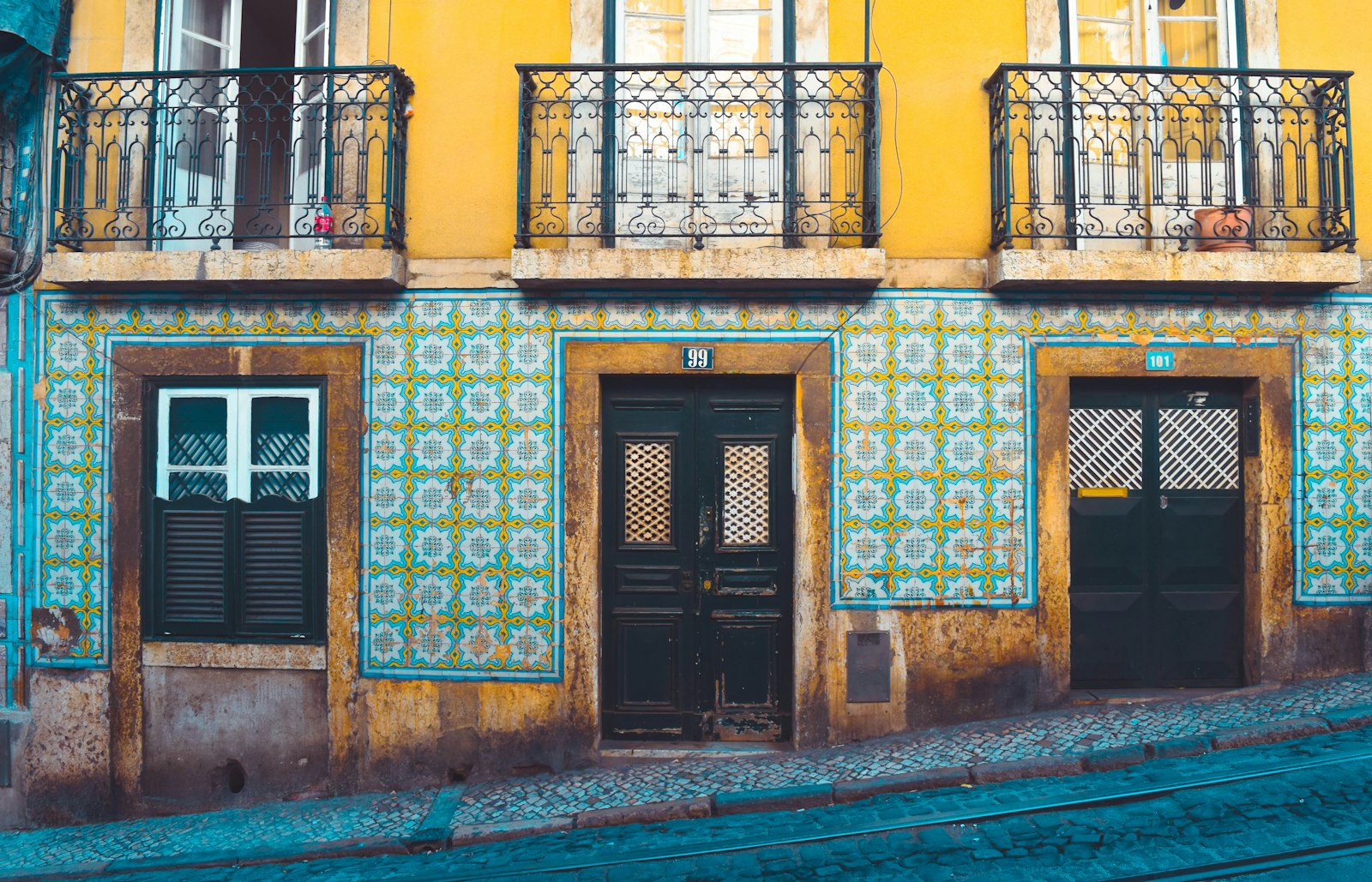 Warm-toned Lisbon architecture in soft daylight